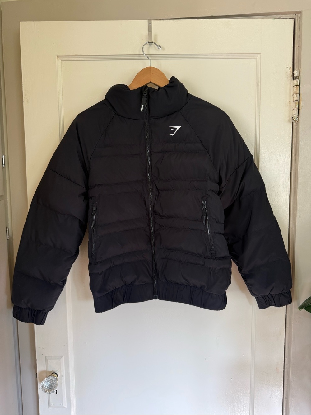 Gymshark Black Puffer Jacket with Logo